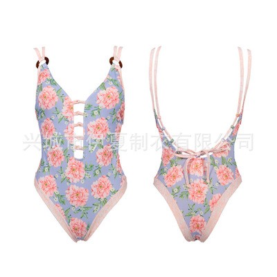 2019新款泳衣 欧美出口连体比基尼泳衣 速卖通印花连体泳衣swim图2