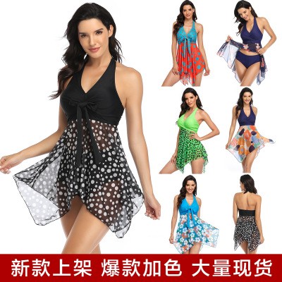 2020新款亚马逊泳衣欧美热销网纱裙式分体女士比基尼泳装跨境现货