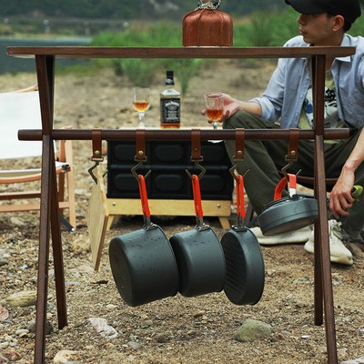 厂家直销户外露营置物架野餐实木三角挂架野炊锅架自驾游整理挂架图3