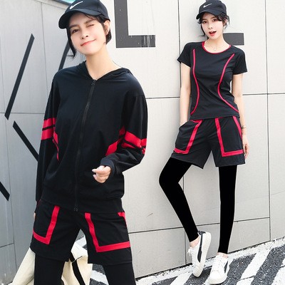 健身房运动套装女秋冬2021新款长袖大码胖mm宽松显瘦瑜伽服五件套图3