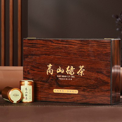 茶厂直供直播货源2021年新茶高山绿茶茶叶礼盒装中秋送礼木盒图2