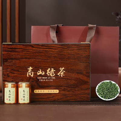 茶厂直供直播货源2021年新茶高山绿茶茶叶礼盒装中秋送礼木盒