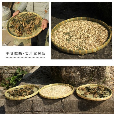 手工竹制品家用圆簸箕无孔有孔竹筛子竹匾晾晒绘画装饰舞蹈道具图3