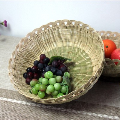 广西竹编篮 竹制品纯手工 家用洗菜装水果筐 干果盘收纳篮 馒头筐图2