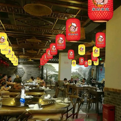 竹编灯笼吊灯竹子编织灯罩logo印字广告仿古火锅茶楼古风套布图2