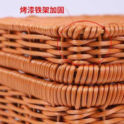 新款烤漆铁架PP编织加固藤编收纳箱礼品复古包装化妆品整理收纳箱图2