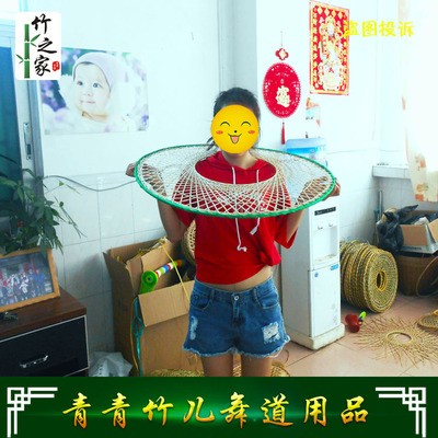 青青竹儿舞蹈斗笠网格圆形竹编幕篱幼儿园演出道具店面装饰品甩卖图3