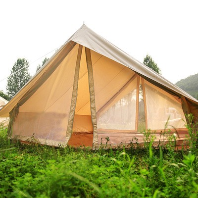 博庭户外轻奢露营帐篷自驾旅游家庭活动遮阳防雨保暖棉布小屋脊帐图4