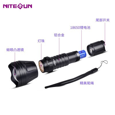 跨境款多功能战术变焦LED强光IR850红光绿光蓝照明户外手电筒厂家图4