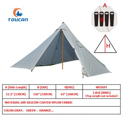 4人隔离防疫金字塔超轻户外露营帐篷15D tent camping 厂家直销图3