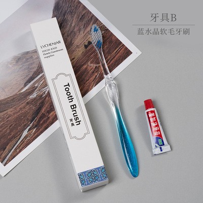 厂家直销酒店洗漱用品宾馆一次性牙刷套装二合一软毛卡盒牙具定制图3