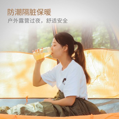 单兵睡袋户外露营旅行加大成人加厚防寒保暖军绿色木乃伊野营睡袋图2