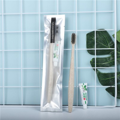 酒店一次性牙刷牙膏宾馆客房旅游拖鞋三面封洗漱用品套装可LOGO
