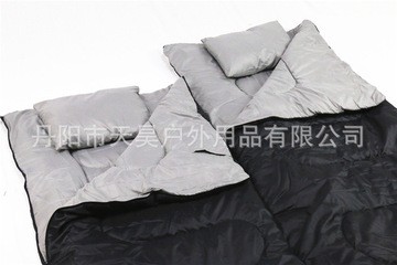 亚马逊户外双人情侣加厚露营带枕头睡袋可拆分可拼接防水可定制图4