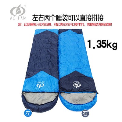 厂家销户外睡袋春夏防泼水加厚加宽露营睡袋双人轻薄帐篷带帽睡袋图2
