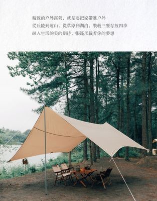 户外大天幕帐篷防雨防晒天幕布露营雨棚野外沙滩六边形遮阳棚