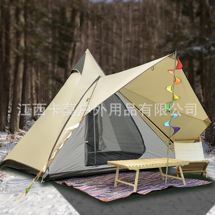 CMARMOL户外露营快速搭建帐篷带前厅遮阳防雨登山3-4人轻便帐篷图2