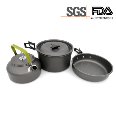 亚马逊热卖套锅茶壶套餐 2-3人套锅加茶壶 野营炊具组合 不含餐具图1