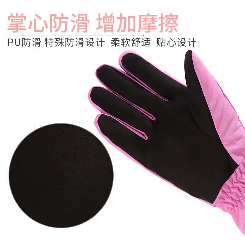 冬季女士滑雪手套纯色保暖可爱户外防风骑行棉手套五指厂家直销图5
