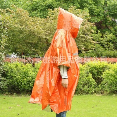 厂家供应 户外橙色加反光条PE镀铝膜雨衣图3