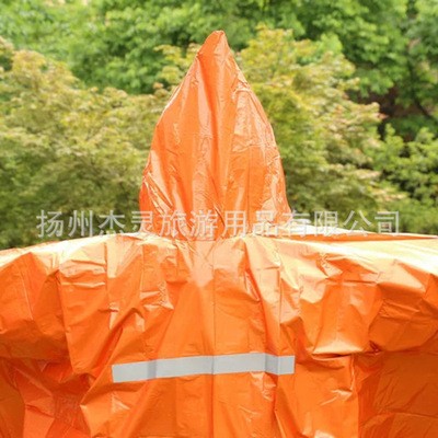厂家供应 户外橙色加反光条PE镀铝膜雨衣图2