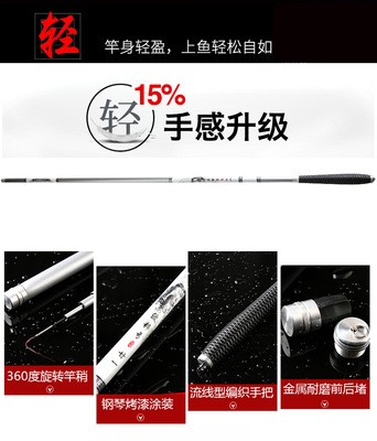鱼杆 厂家批发碳素鱼竿轻硬竞技波粹弓台钓竿 3.6米-7.2米 渔具图4