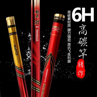 龙飞鲤鱼竿6h超轻超硬19调台钓竿碳素黑坑竞技长节手竿台钓竿