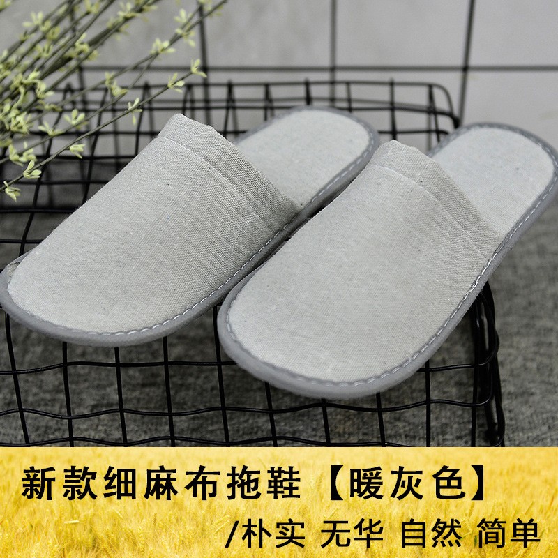 定制批发酒店宾馆一次性用品拖鞋室内居家麻布夏毛巾布华夫格拖鞋图3