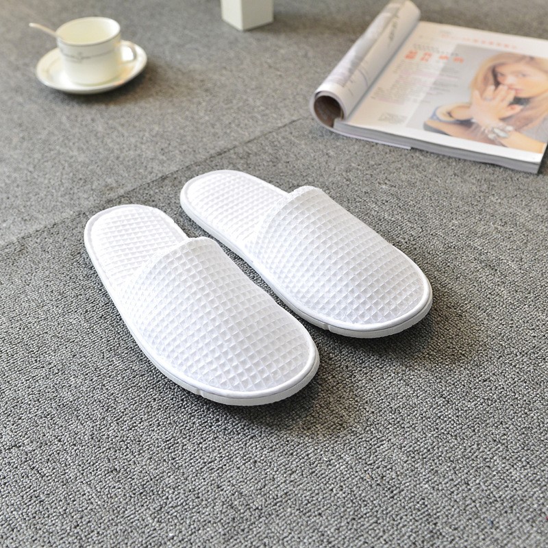 定制批发酒店宾馆一次性用品拖鞋室内居家麻布夏毛巾布华夫格拖鞋图4