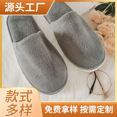 厂家定制一次性酒店拖航空一次性珊瑚绒止滑拖鞋待客宾馆旅行拖鞋