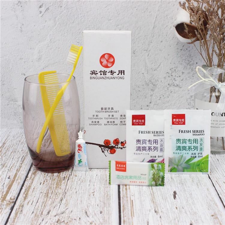 新款一次性酒店洗漱套装 六合一牙具牙膏套装宾馆酒店一次性牙刷图3