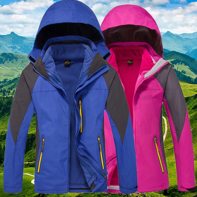 秋冬季户外冲锋衣男女两件套三合一加绒工装加厚保暖登山服工作服图3