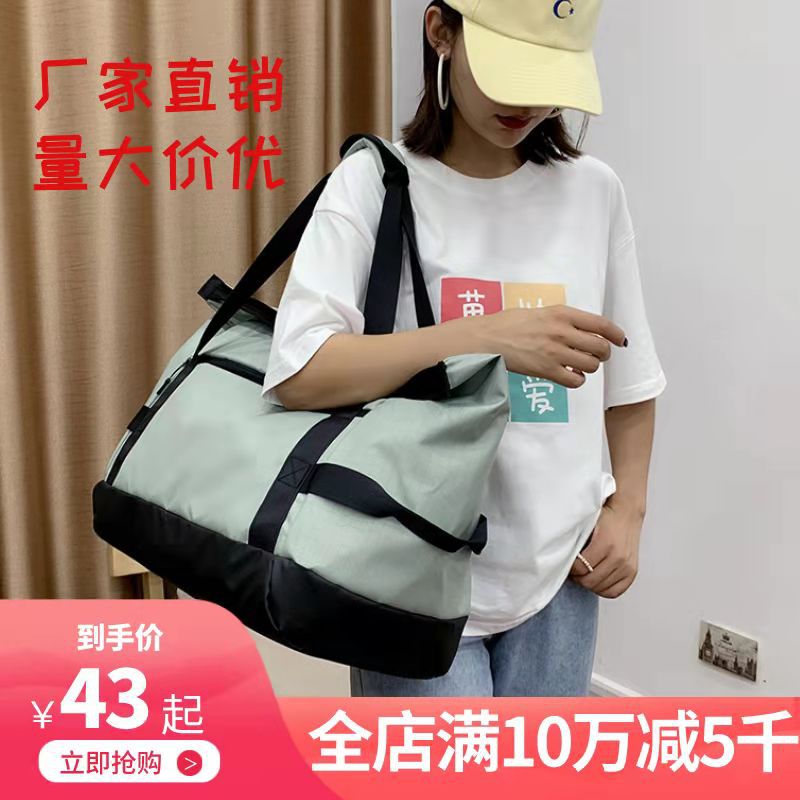 小众斜跨绿色韩国大牌高档手提包复古帆布大容量手拎包周末旅行包