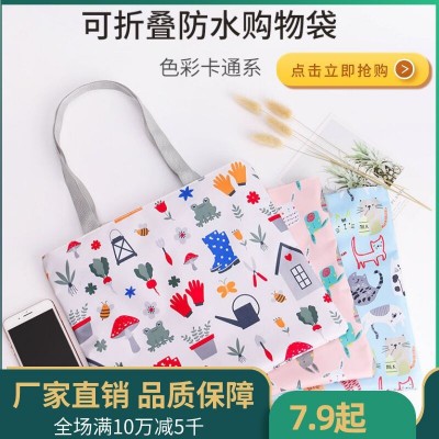 卡通手提购物袋 折叠便携购物包超市购物印花收纳袋 环保单肩包