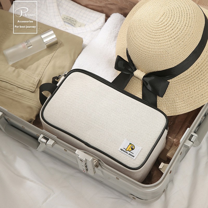 厂家批发人纹棉小清新多功能桌面收纳家居旅行收纳化妆洗漱包图2