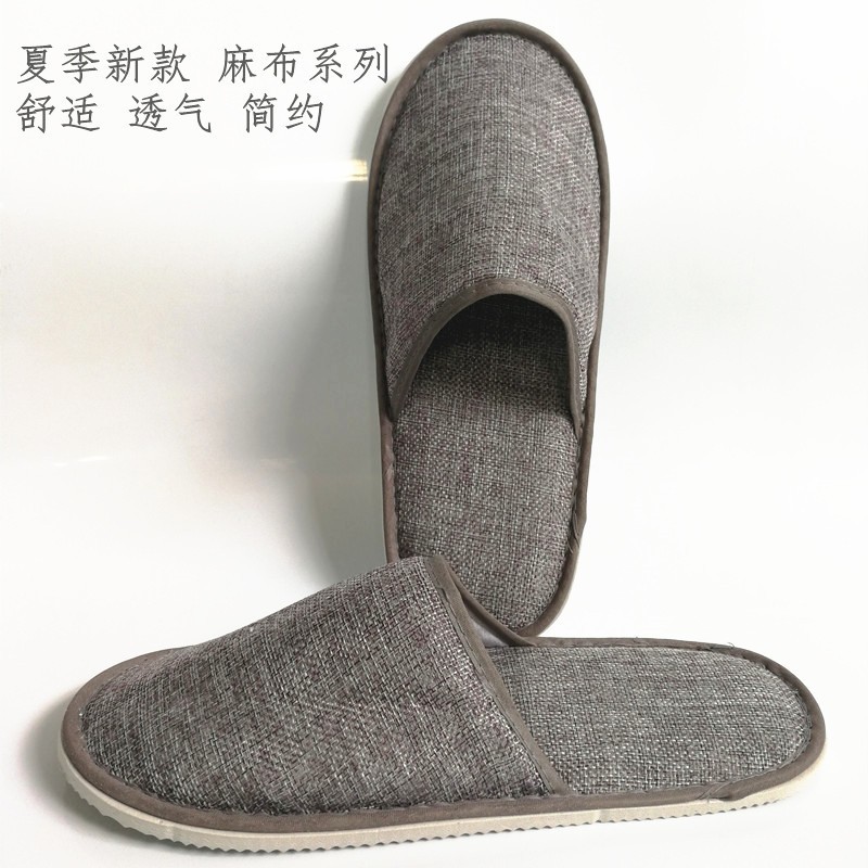 夏季酒店用品宾馆一次性拖鞋一次性用品民宿会馆亚麻拖鞋批发现货图2