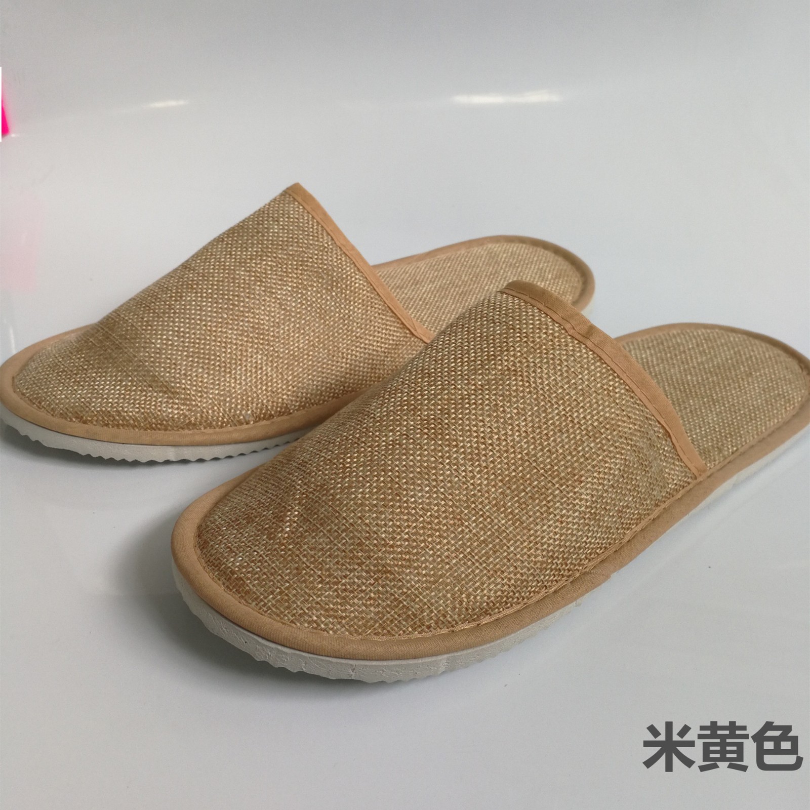 夏季酒店用品宾馆一次性拖鞋一次性用品民宿会馆亚麻拖鞋批发现货图3