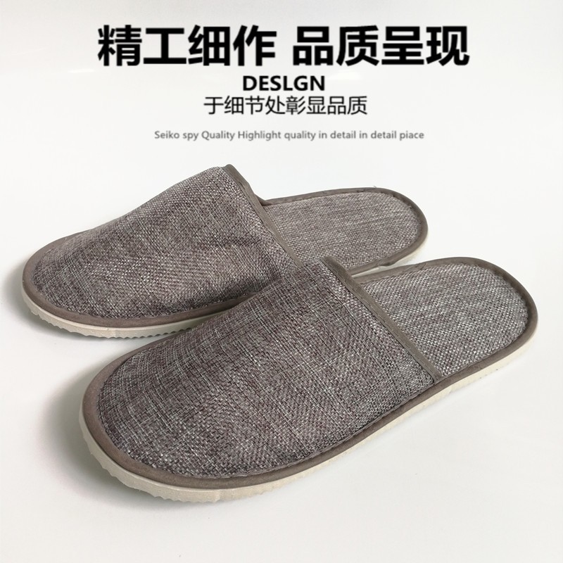 夏季酒店用品宾馆一次性拖鞋一次性用品民宿会馆亚麻拖鞋批发现货图4