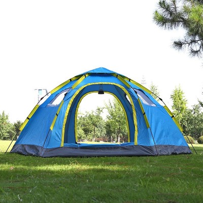 单层六角自动速开帐篷5*8人户外用品野营登山户外帐篷厂家批发