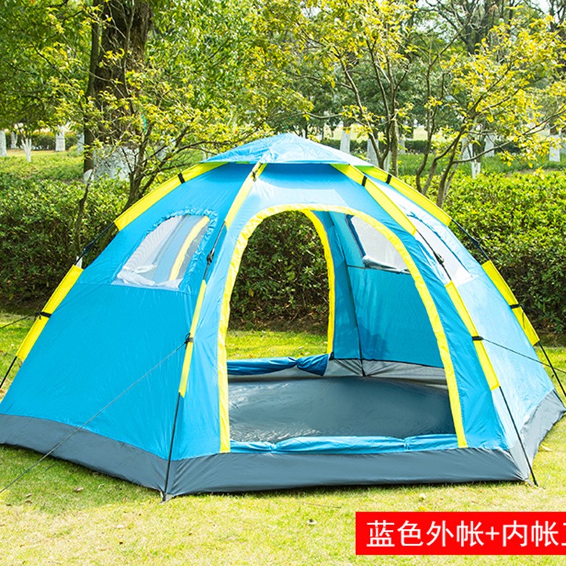 单层六角自动速开帐篷5*8人户外用品野营登山户外帐篷厂家批发图2