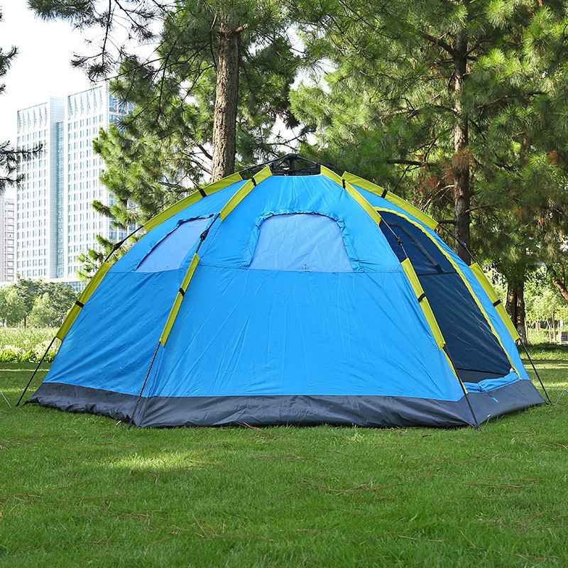 单层六角自动速开帐篷5*8人户外用品野营登山户外帐篷厂家批发图3