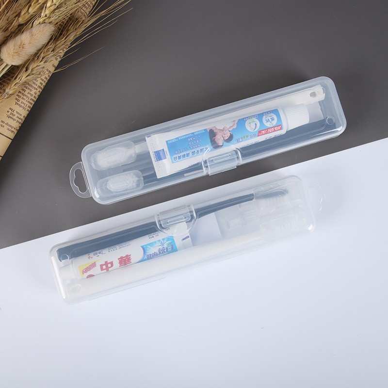 旅行牙刷 塑料盒装便携情侣牙刷 一次性牙膏 二合一牙具套装批发
