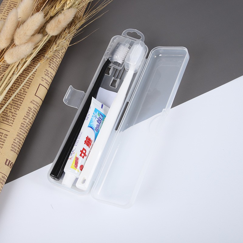 旅行牙刷 塑料盒装便携情侣牙刷 一次性牙膏 二合一牙具套装批发图2