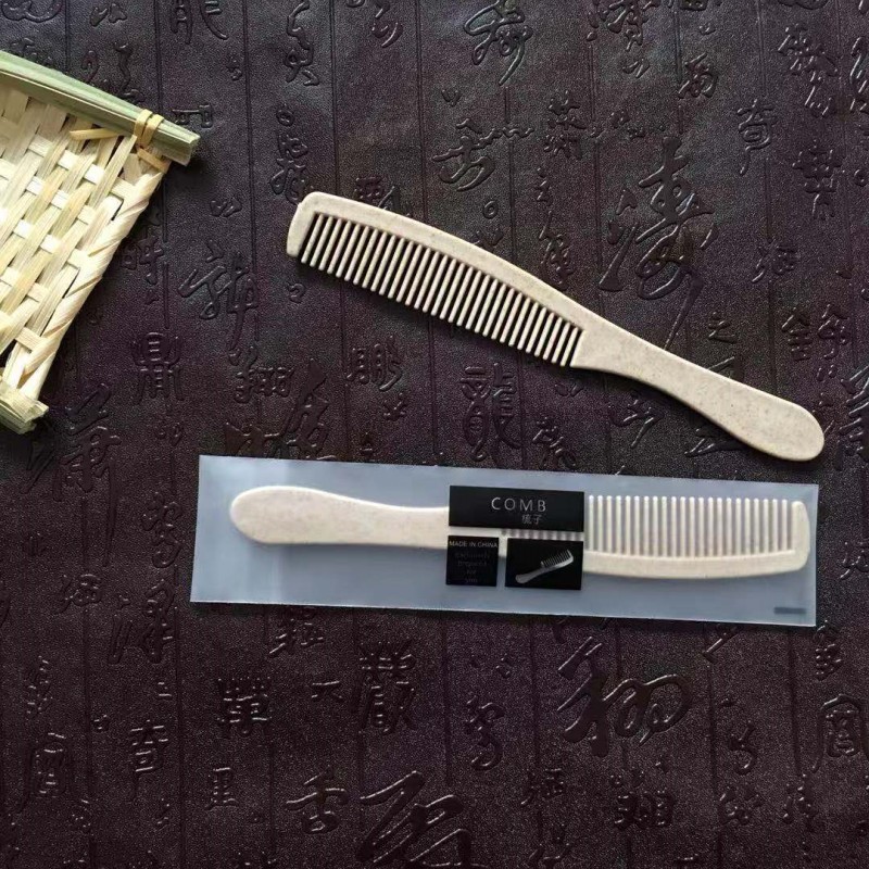 酒店宾馆客房用品一次性梳子秸秆可定高档客栈民宿木梳批发包邮图3
