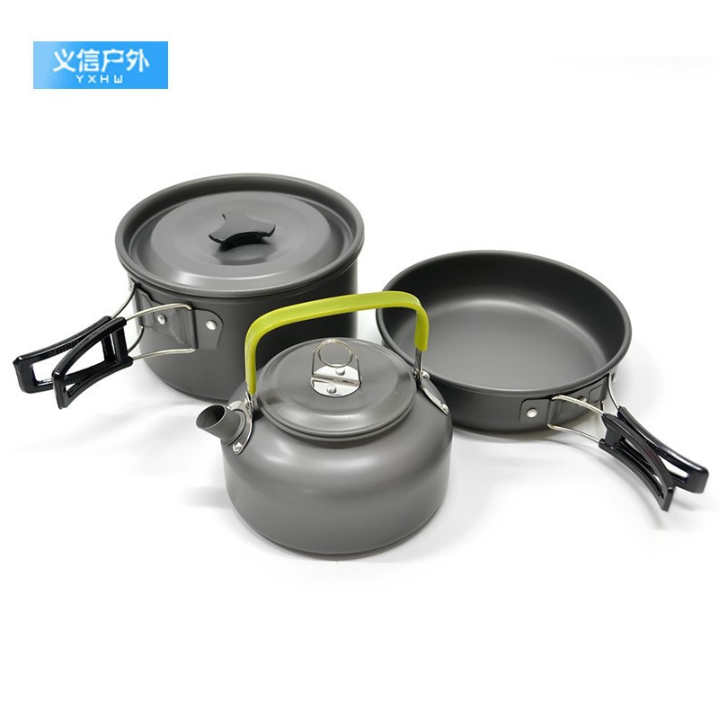 308套锅茶壶组合 2-3人套锅加茶壶 野营炊具组合户外三件套图2