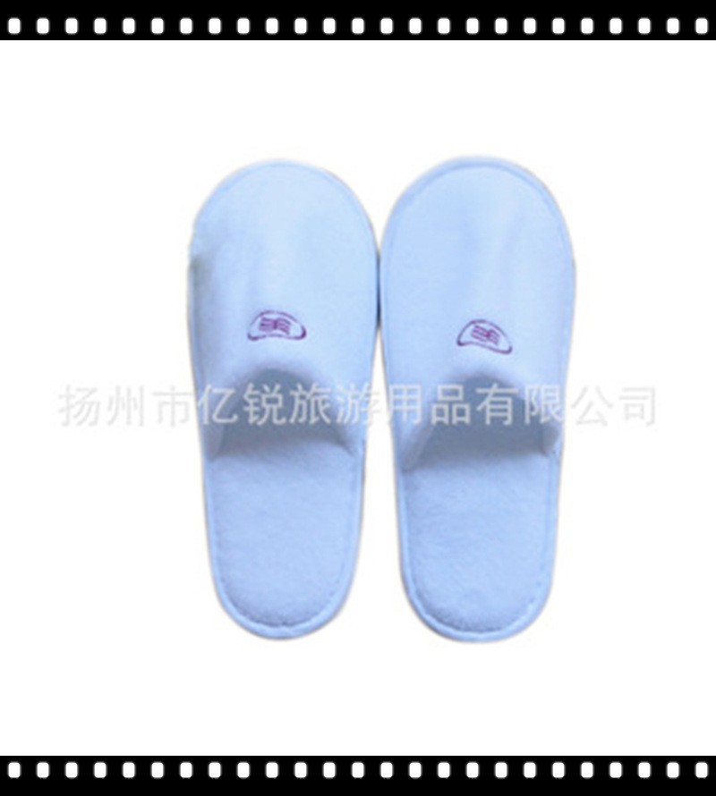 酒店宾馆一次性拖鞋加厚毛巾布拉毛绒针美布高档拖鞋批发图3