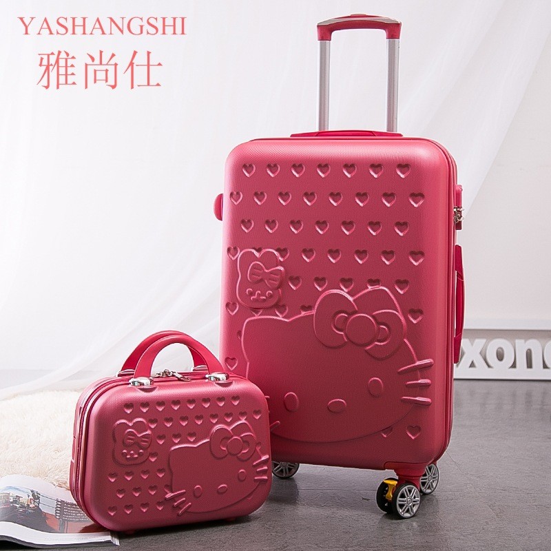 2019新款爱心卡通猫子母拉杆箱行李箱万向轮密码旅行箱20寸登机箱图5