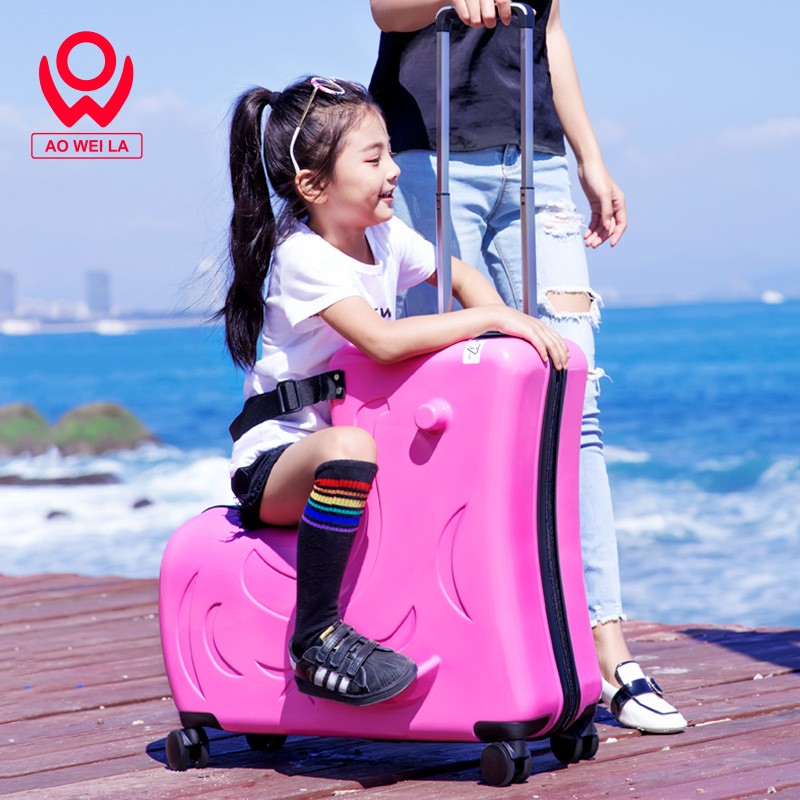 网红可坐可骑木马儿童拉杆箱卡通可爱万向轮宝宝行李箱男女旅行箱图3