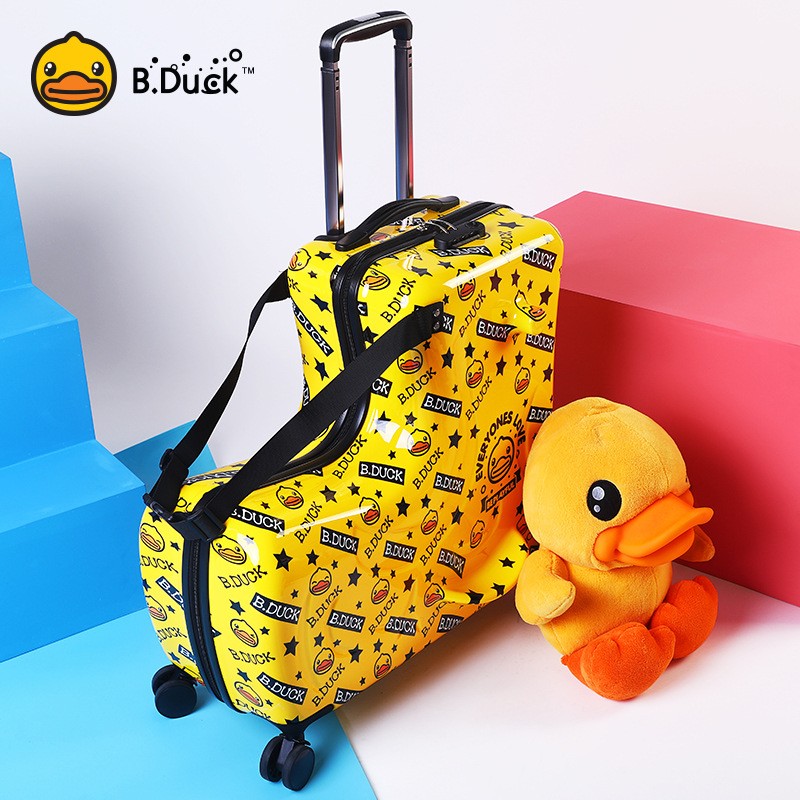 现货B.Duck小黄鸭行李箱宝宝20寸24寸骑行儿童拉杆箱万向轮旅行箱图2