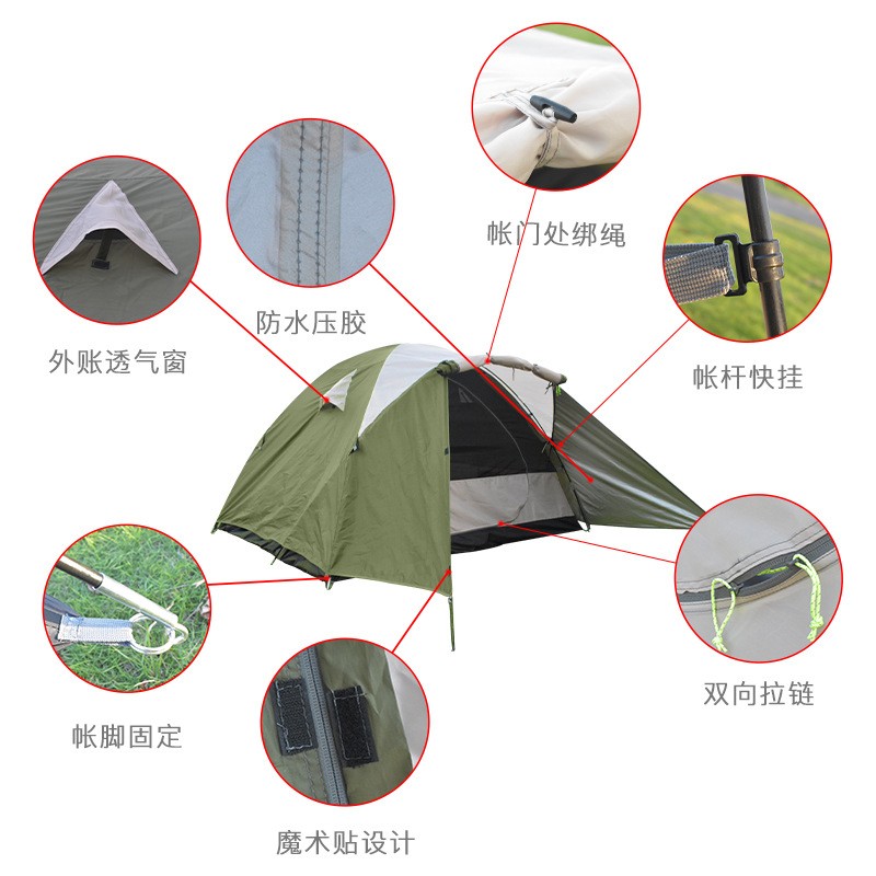 全自动帐篷户外3-4人 加厚防雨双层帐篷 单双人野营露营速搭帐篷图3